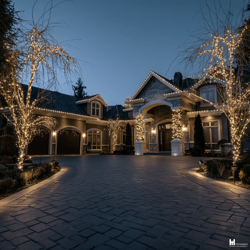 Coquitlam Christmas Lights Installation: Trees, Roofline, Commercial & Permanent Holiday Lighting, photograph 5 of Port Moody